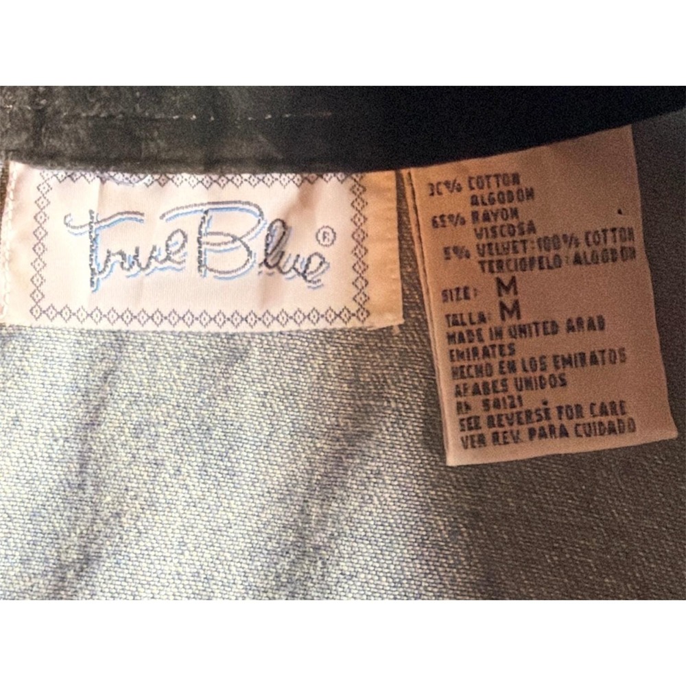 True Blue Vintage 90s Denim Floral Maxi Dress Sleeveless Velvet Collar Medium - Picture 4 of 10